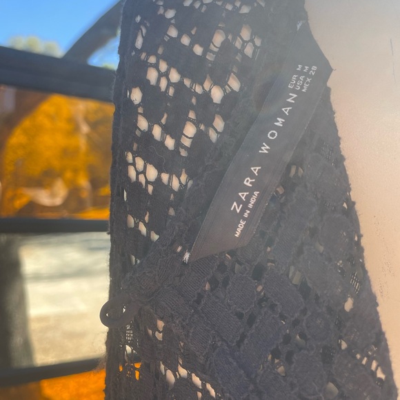 Zara Woman Black Crochet Fringe flapper style Dress - Picture 7 of 7